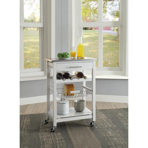 Clarke White Kitchen Cart - WhatYouNeedSales