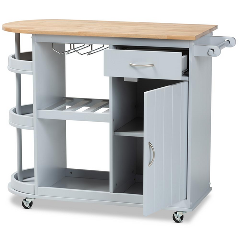 Natural Finished Wood Kitchen Storage Cart - WhatYouNeedSales