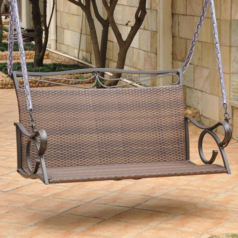 Valencia Resin Wicker/Steel Loveseat Swing - Weather and UV