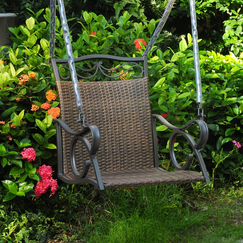 Valencia Resin Wicker/Steel Single Chair Swing - Weather