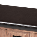 Valina Dark Brown Faux Leather Upholstered 2-Door Wood Shoe Storage Bench - WhatYouNeedSales