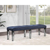 Varian II Bench, Black Velvet & BLACK & Sliver FINISH (BD00589) - WhatYouNeedSales