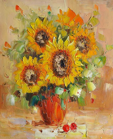 Vase Sunflower Knife Art Painting - WhatYouNeedSales