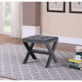 Velvet Fabric Upholstered Square Accent Bench in Gray - WhatYouNeedSales