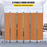 VEVOR 6 Panel Room Divider, 6 FT Tall, Freestanding & Folding Privacy Screen w/ Swivel Casters & Aluminum Alloy Frame, Oxford Bag Included, Room Partition for Office Home, 121"W x 14"D x 73"H