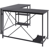 VEVOR L Shaped Computer Desk, 54'' Corner Desk with Storage Shelves & CPU Stand, Work Desk Gaming Desk for Home Office Workstation, Black - WhatYouNeedSales