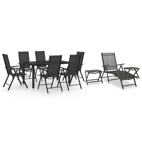 vidaXL 10 Piece Patio Dining Set | Black and Anthracite