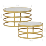 vidaXL 2 Piece Coffee Table Set Marble Brass and White - WhatYouNeedSales