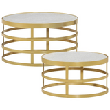 vidaXL 2 Piece Coffee Table Set Marble Brass and White - WhatYouNeedSales