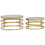 vidaXL 2 Piece Coffee Table Set Marble Brass and White - WhatYouNeedSales