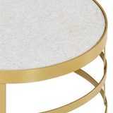 vidaXL 2 Piece Coffee Table Set Marble Brass and White - WhatYouNeedSales