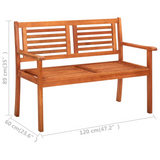 vidaXL 2-Seater Patio Bench 47.2" Solid Eucalyptus Wood - WhatYouNeedSales