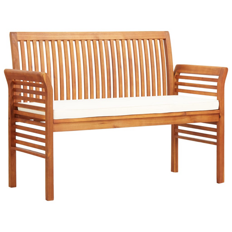 vidaXL 2-Seater Patio Bench with Cushion 47.2" Solid Acacia Wood - WhatYouNeedSales