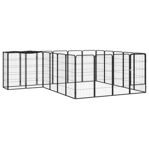 vidaXL 22-Panel Dog Playpen Black 19.7’x39.4’