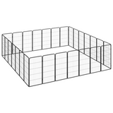 vidaXL 28-Panel Dog Playpen - Black 19.7’x39.4’