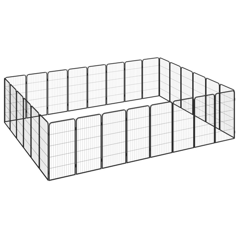 vidaXL 28-Panel Dog Playpen - Black 19.7’x39.4’