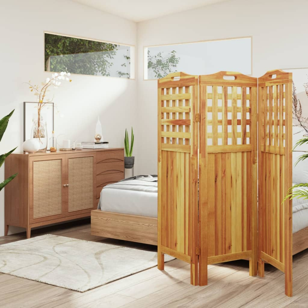 vidaXL 3-Panel Room Divider 47.8"x0.8"x45.3" Solid Wood Acacia - WhatYouNeedSales