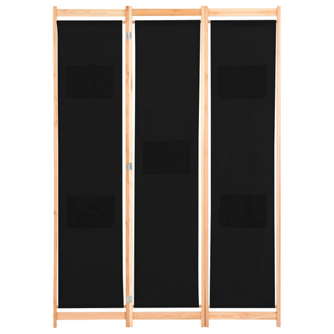 vidaXL 3-Panel Room Divider Black 47.2"x66.9"x1.6" Fabric - WhatYouNeedSales