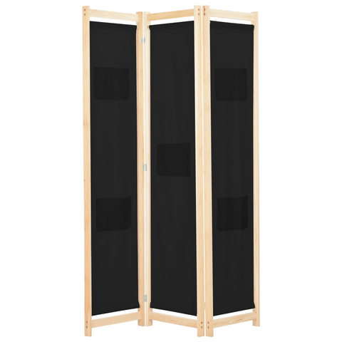 vidaXL 3-Panel Room Divider Black 47.2"x66.9"x1.6" Fabric - WhatYouNeedSales