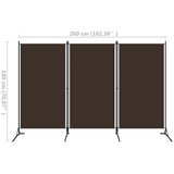 vidaXL 3-Panel Room Divider Brown 102.4"x70.9" - WhatYouNeedSales