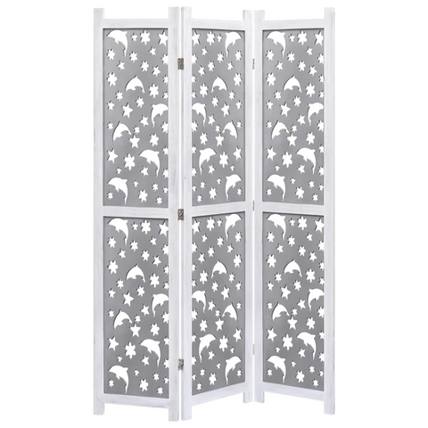 vidaXL 3-Panel Room Divider Gray 41.3"x65" Solid Wood - WhatYouNeedSales