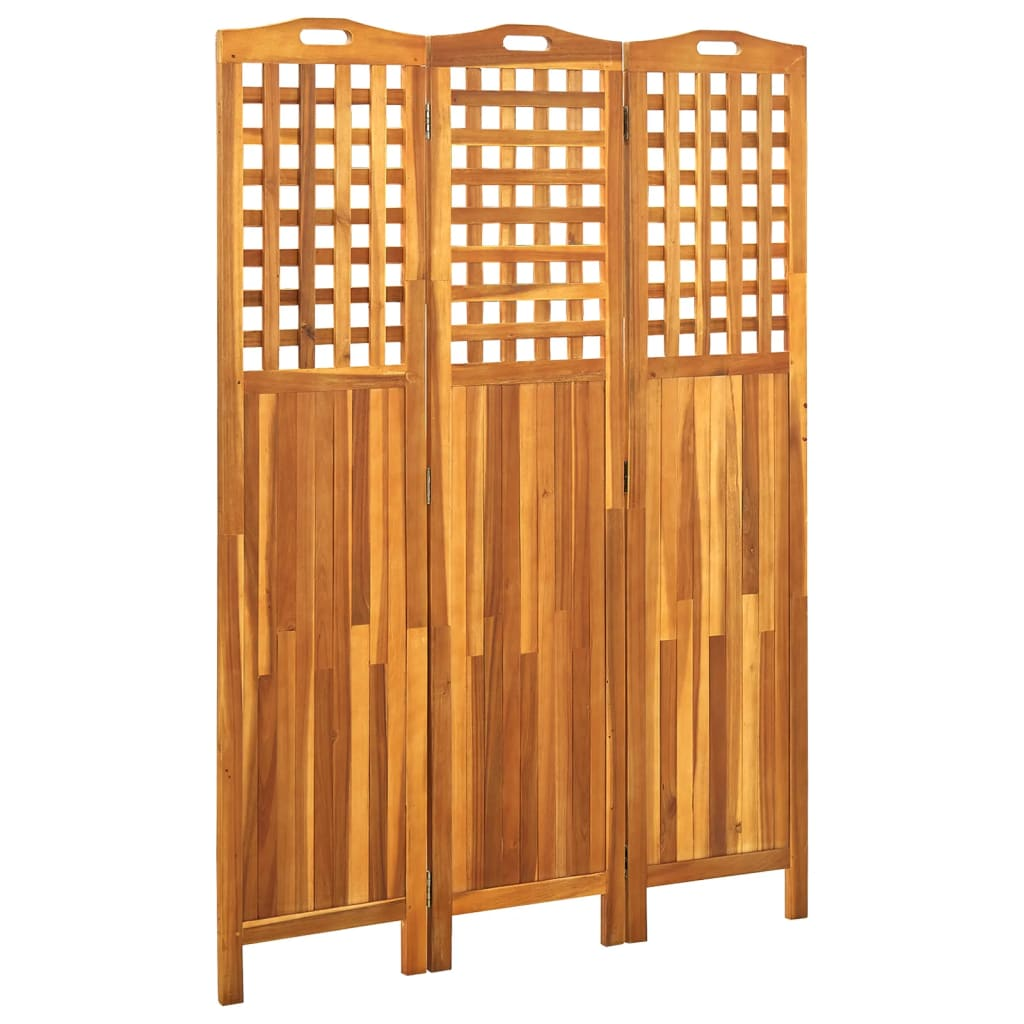 vidaXL 3-Panel Room Divider 47.6"x0.8"x66.9" Solid Acacia Wood - WhatYouNeedSales