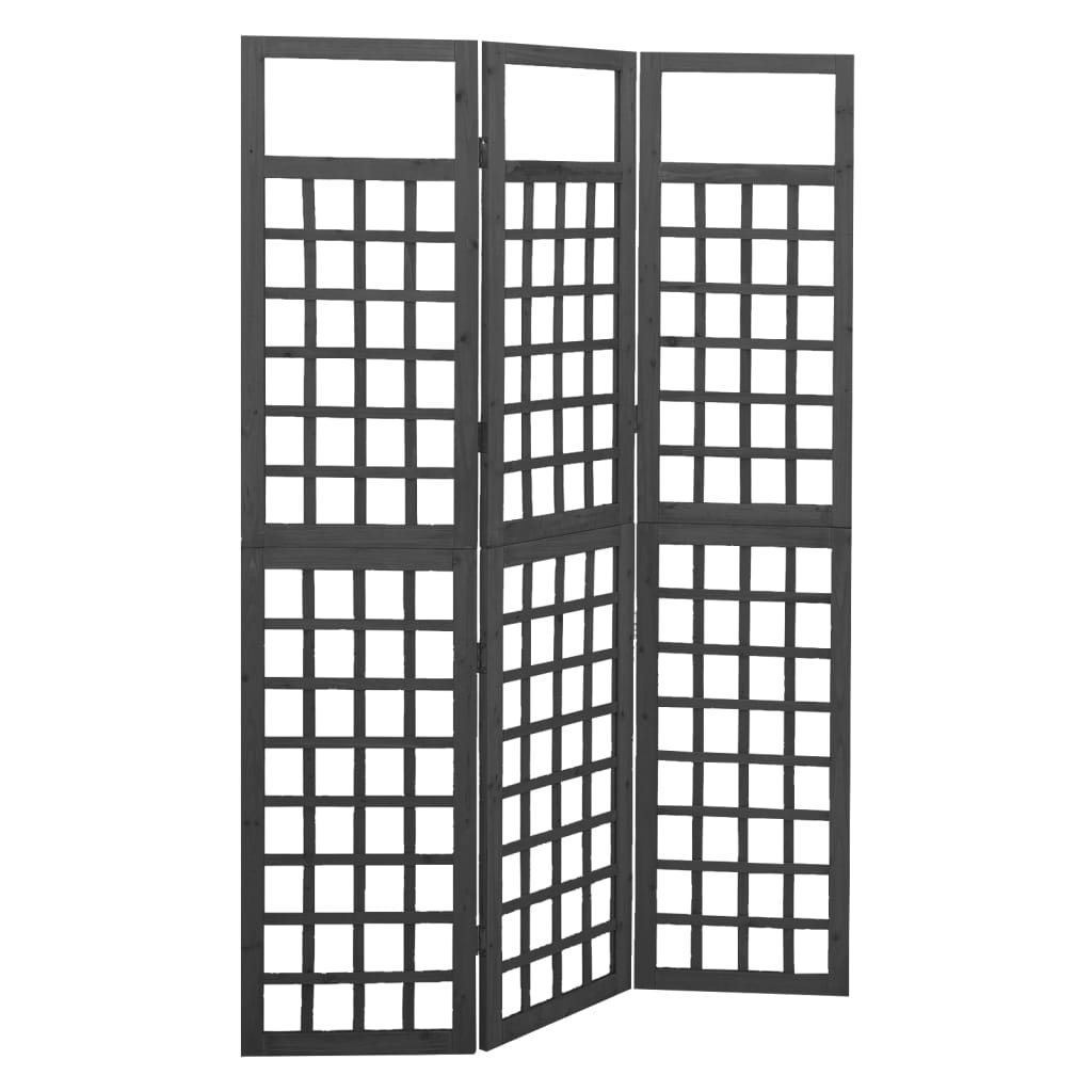 vidaXL 3-Panel Room Divider/Trellis Solid Fir Wood Black 47.6"x70.9" - WhatYouNeedSales