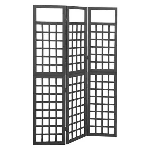 vidaXL 3-Panel Room Divider/Trellis Solid Fir Wood Black 47.6"x70.9" - WhatYouNeedSales