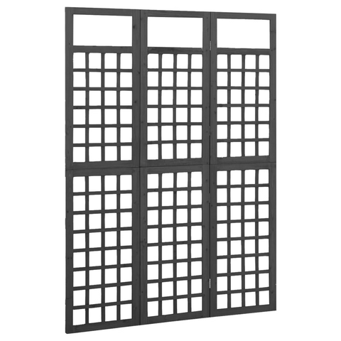 vidaXL 3-Panel Room Divider/Trellis Solid Fir Wood Black 47.6"x70.9" - WhatYouNeedSales