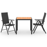 vidaXL 3 Piece Patio Dining Set Black and Brown