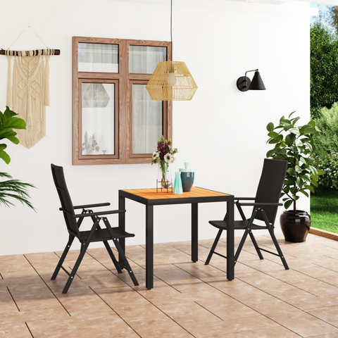 vidaXL 3 Piece Patio Dining Set Black and Brown