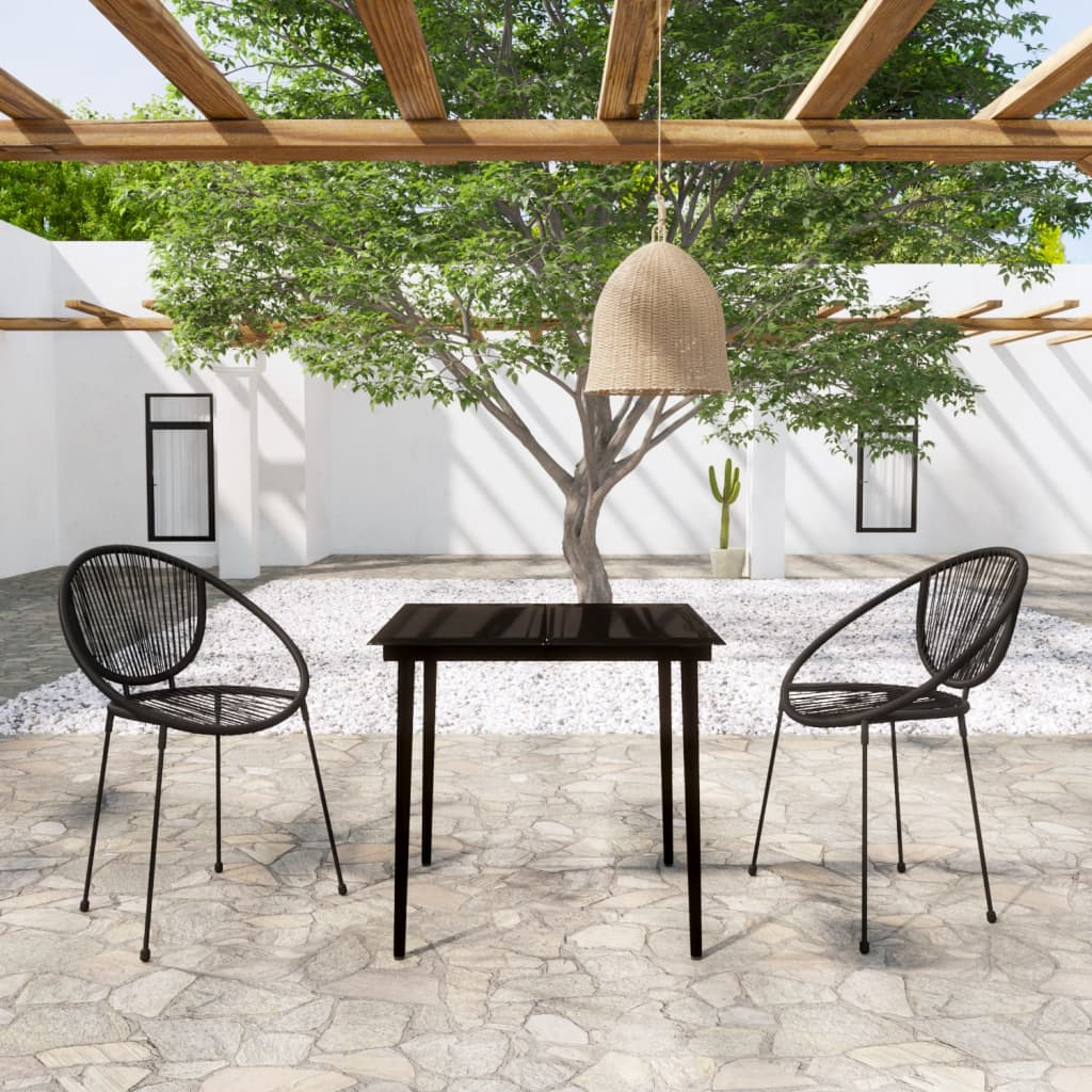 vidaXL 3 Piece Patio Dining Set Black - Outdoor Furniture