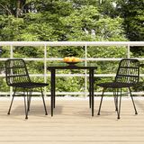 vidaXL 3 Piece Patio Dining Set Black Poly Rattan - Weather