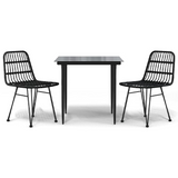 vidaXL 3 Piece Patio Dining Set Black Poly Rattan - Weather