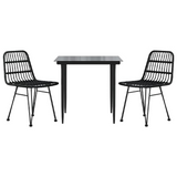 vidaXL 3 Piece Patio Dining Set Black Poly Rattan - Weather