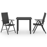 vidaXL 3 Piece Patio Dining Set Black - Weather-Resistant