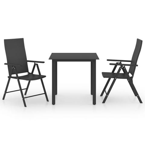 vidaXL 3 Piece Patio Dining Set Black - Weather-Resistant