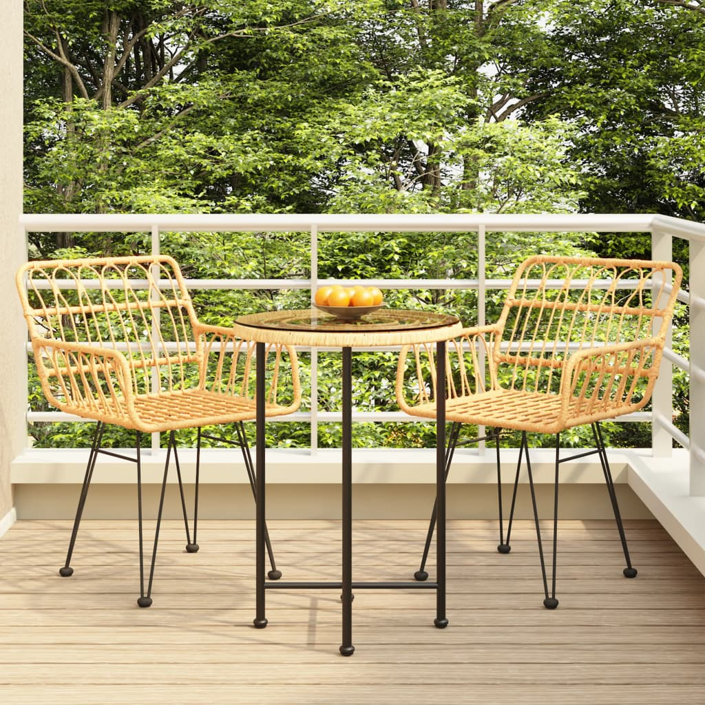 vidaXL 3 Piece Patio Dining Set Poly Rattan - Weather