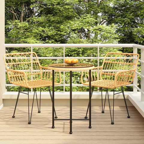 vidaXL 3 Piece Patio Dining Set Poly Rattan - Weather