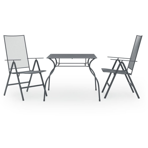 vidaXL 3 Piece Patio Dining Set Steel Anthracite - Stylish