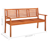 vidaXL 3-Seater Patio Bench 59.1" Solid Eucalyptus Wood - WhatYouNeedSales