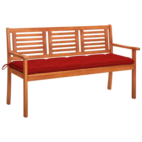 vidaXL 3-Seater Patio Bench with Cushion 59.1" Solid Eucalyptus Wood - WhatYouNeedSales