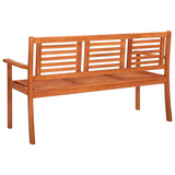 vidaXL 3-Seater Patio Bench with Cushion 59.1" Solid Eucalyptus Wood - WhatYouNeedSales