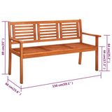 vidaXL 3-Seater Patio Bench with Cushion 59.1" Solid Eucalyptus Wood - WhatYouNeedSales