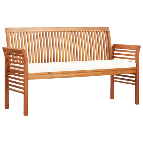 vidaXL 3-Seater Patio Bench with Cushion 59" Solid Acacia Wood - WhatYouNeedSales