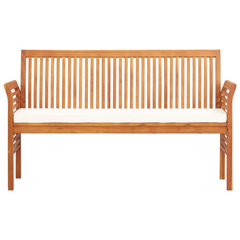 vidaXL 3-Seater Patio Bench with Cushion 59" Solid Acacia Wood - WhatYouNeedSales