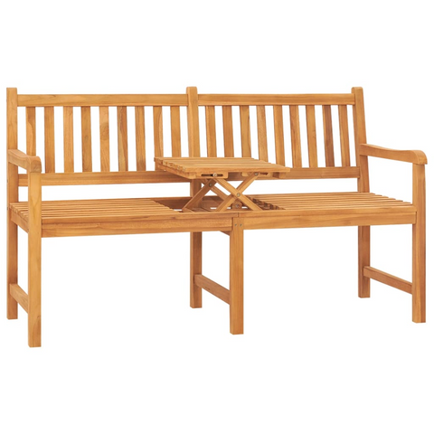 vidaXL 3-Seater Patio Bench with Table 59.1" Solid Teak Wood - WhatYouNeedSales