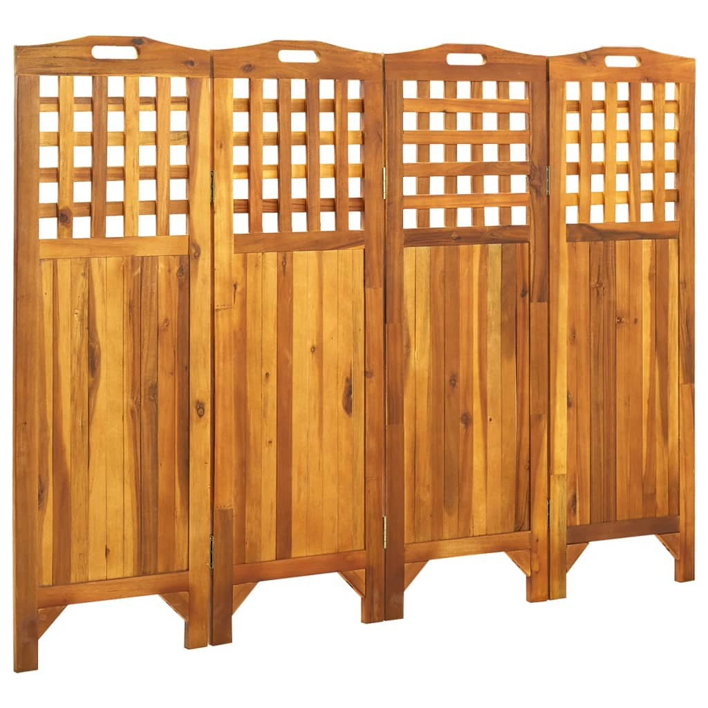 vidaXL 4-Panel Room Divider 63.4"x0.8"x47.2" Solid Acacia Wood - WhatYouNeedSales