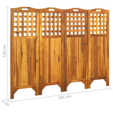 vidaXL 4-Panel Room Divider 63.4"x0.8"x47.2" Solid Acacia Wood - WhatYouNeedSales