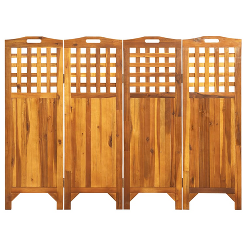 vidaXL 4-Panel Room Divider 63.4"x0.8"x47.2" Solid Acacia Wood - WhatYouNeedSales